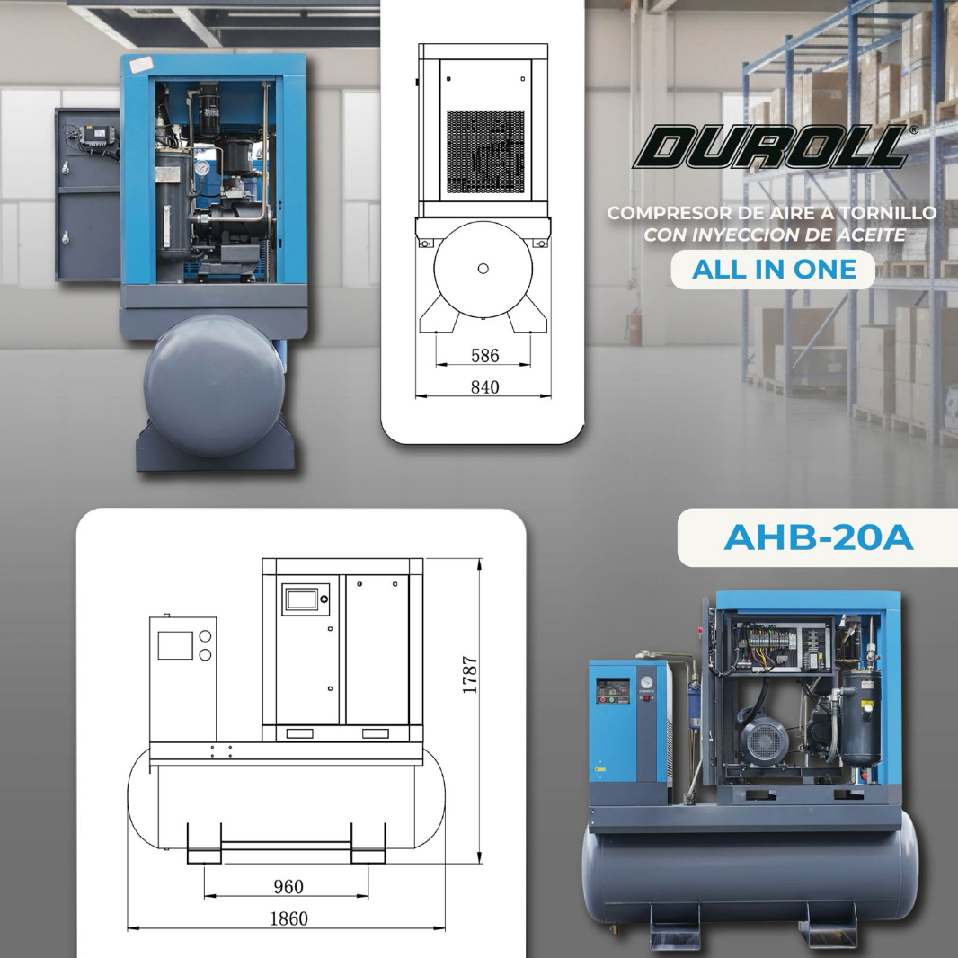 Compresor a Tornillo 20HP DUROLL All In One – 380V Trifásico / 2300 L/min / Tanque 500L - Image 3