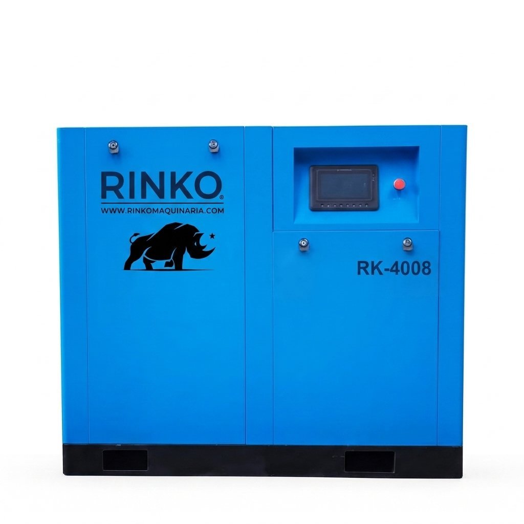 Compresor a Tornillo RINKO 40HP — RK-4008 – 5000 L/min / 8 Bar / 1150×850×1150 mm / 380 kg / Inverter Trifásico