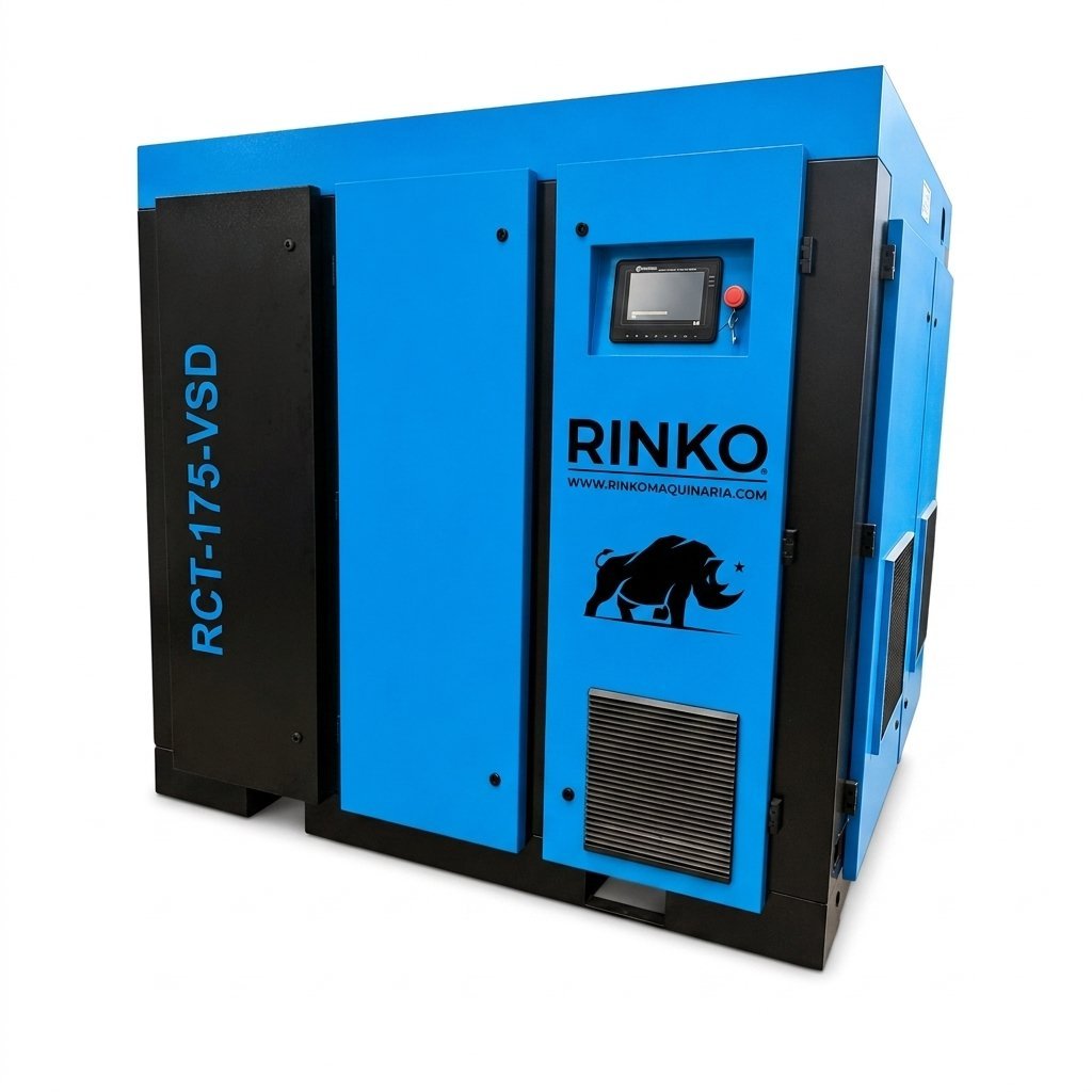 Compresor a Tornillo Rinko RCT-175-VSD – 175 HP / Velocidad Variable Inverter / 23,2 m³/min / 380V Trifásico