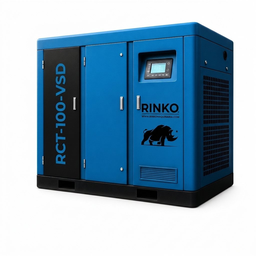 Compresor a Tornillo Rinko RCT-100-VSD – 100 HP / Velocidad Variable Inverter / 12,6 m³/min / 380V Trifásico