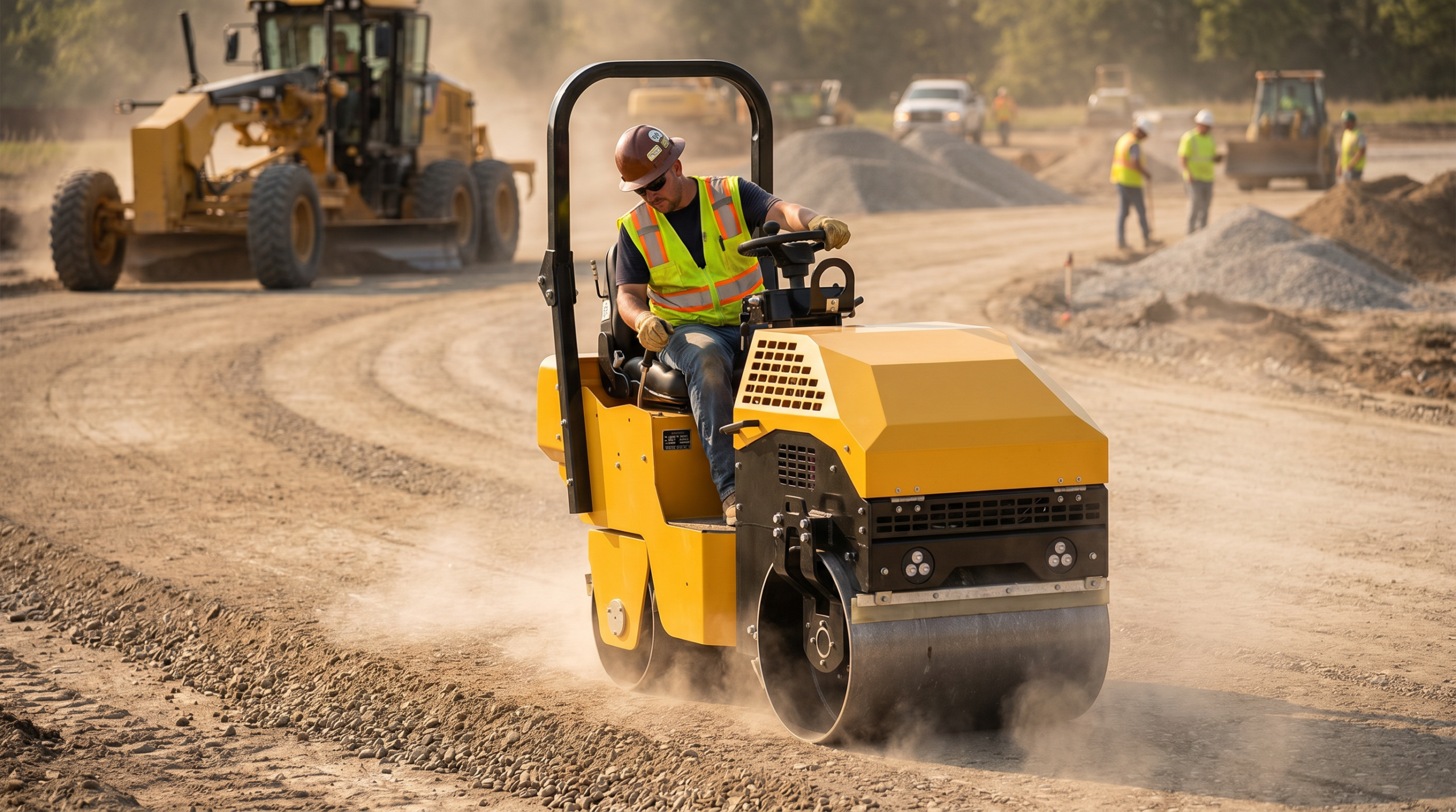 Cómo usar un rodillo compactador para base estabilizada en obra vial sin dejar sectores flojos