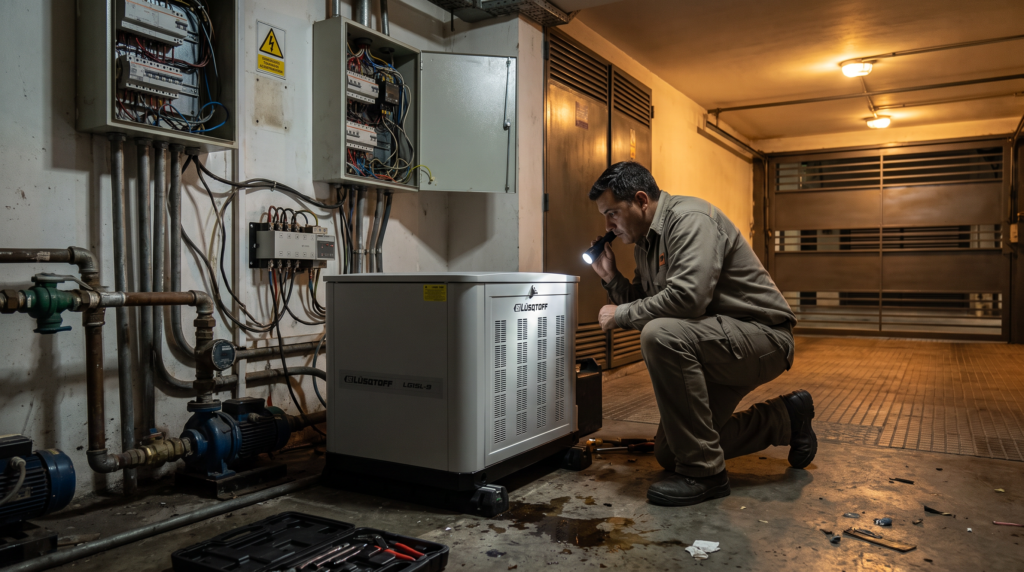 Cómo usar un generador trifásico a gas para edificio con transferencia automática sin frenar agua, portón ni luces comunes